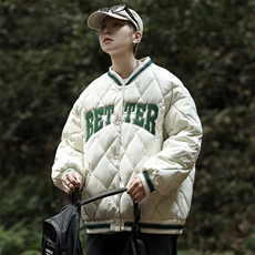 冬季字母棉衣男加厚男士棉服潮流休闲棉袄棒球领A266-WMY2215-P75，男装棉衣，电商A266
