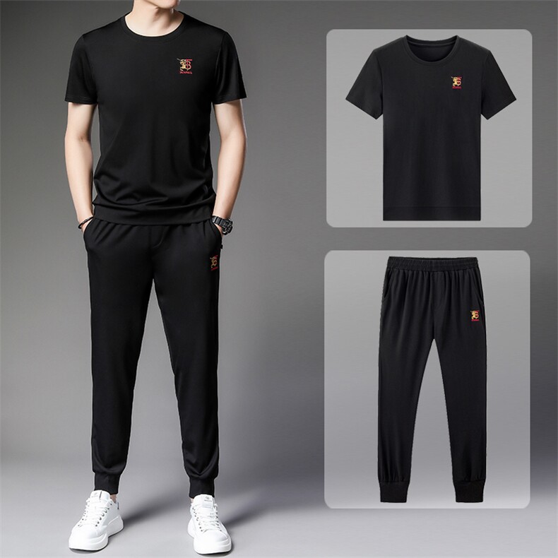 短袖t恤套装夏季两件套男士新款圆领半袖商务休闲服纯色男装服饰,男装休闲套装,电商B212（原钱塘6029）