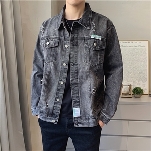 JK820-p80 M-5X店主风ins牛仔夹克绣花破洞大码男日系CITYBOY图片