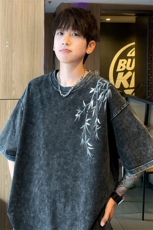 ！2025夏季新款男士水洗短袖T恤潮牌情侣半袖XT175P35，男装T恤，电商B220