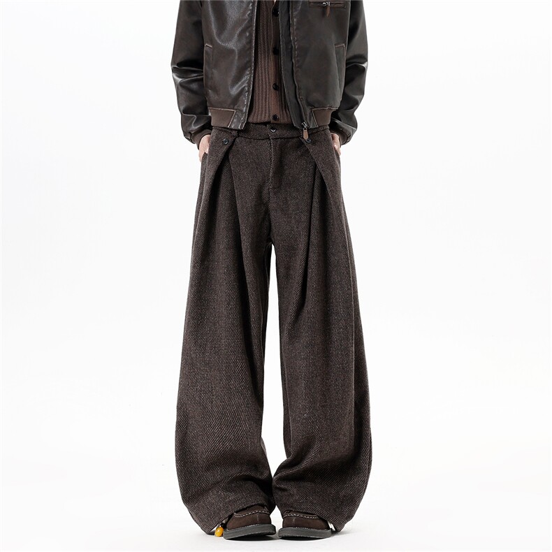 【现货】B070-P60-控118呢料A字型西裤宽松直筒休闲裤男士西裤，男装西裤，电商B335