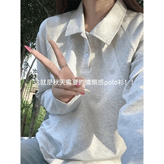抖音得物高品质美式高街重磅曼巴棉结构螺纹拼接翻领卫衣长袖T恤，男装T恤，电商A486