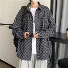 长袖衬衫男港风日系外套K1820P34图片