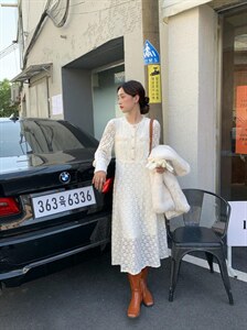 现货，秋冬新款羽毛纱连衣裙图片