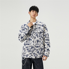 可二开定制扎染雾霾小香风面料大码M-5XL夹克男JK78082P79控128，男装夹克，星座227-7