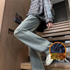 秋冬美式复古牛仔裤男款加厚宽松直筒vibe裤子J8065-P45/加绒P55，男装牛仔裤，星座509