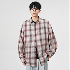 25年春季格子长袖衬衫得物二开衬衣宽松现货DS-C323-1-2380-T批30，男装衬衫，电商C323-1