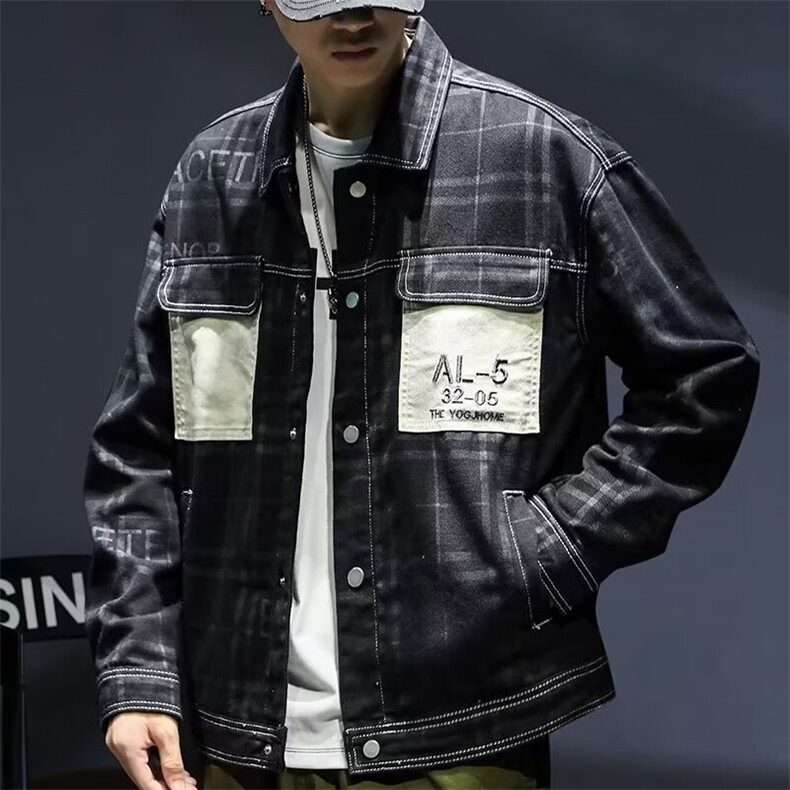 网络图现货潮牌痞帅春秋季新款宽松韩版牛仔夹克JY8037-P40,男装夹克,星座715-7