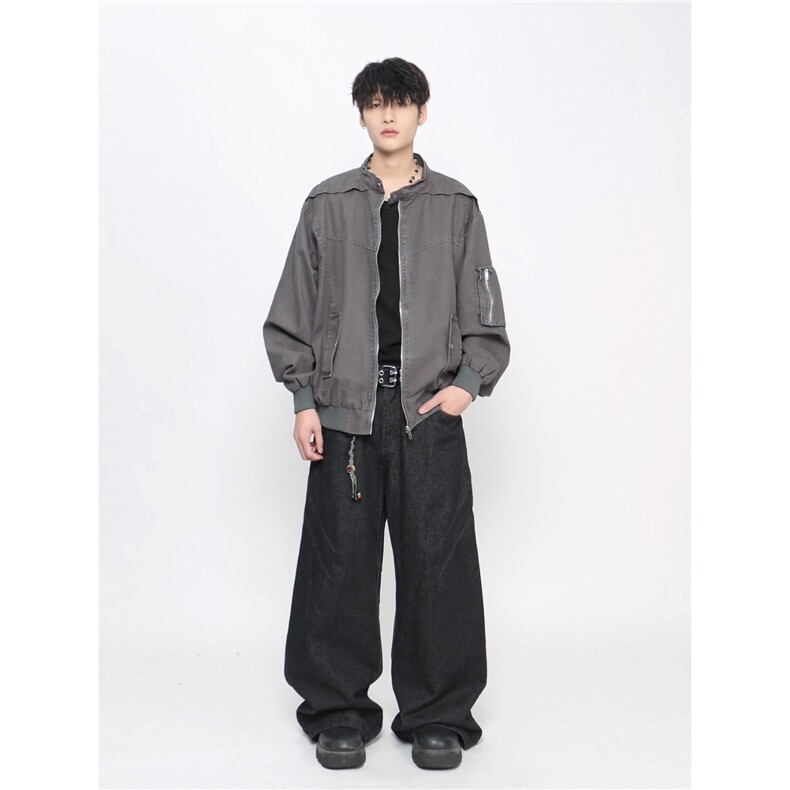 W10542-P75网图现货新款设计感宽松百搭棒球服夹克外套高品质,男装夹克,星座1608