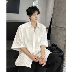 2026夏季清凉透风钩花老钱风衬衣中性百搭韩版衬衫C231-P45图片