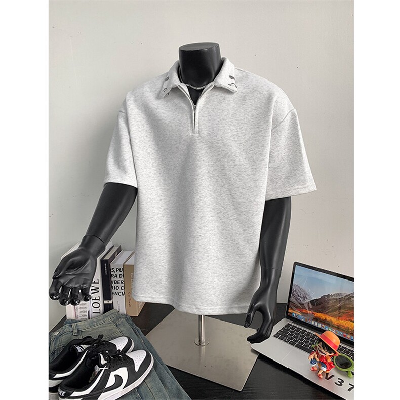 金属扣半拉链翻领polo衫短袖t恤XH113-特p38，男装Polo衫，电商B367