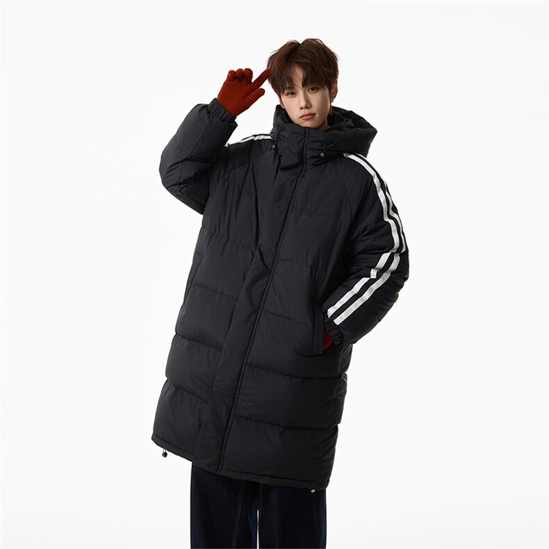 中长款羽绒服90绒条纹防寒港风长款连帽外套D5580-TP235328,男装羽绒服,电商A102