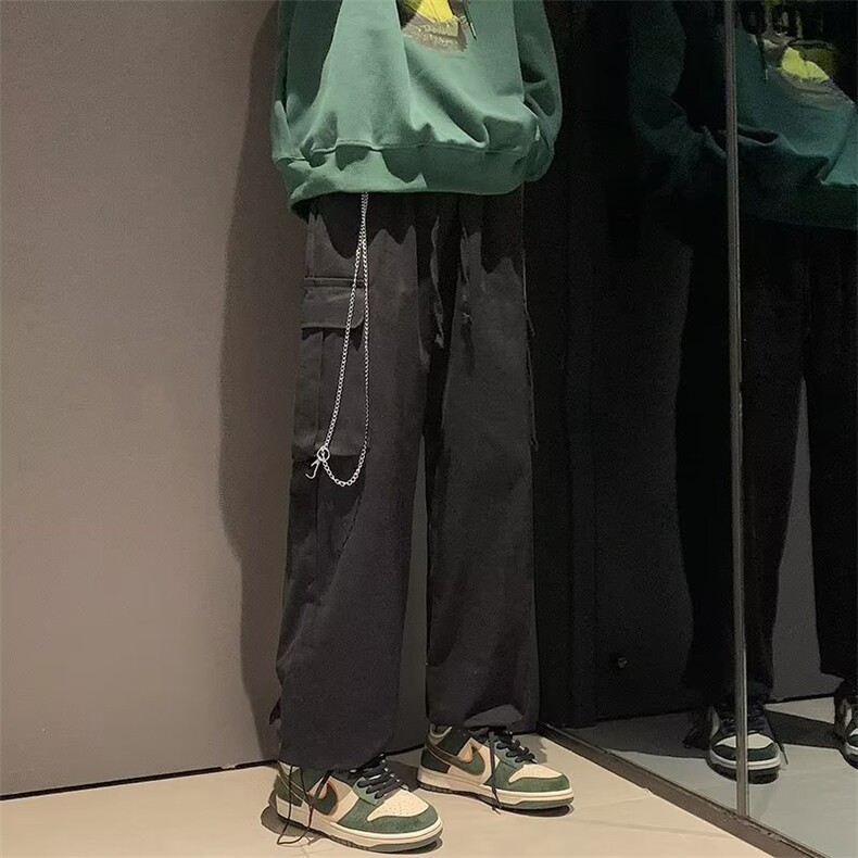 美式高街宽松工装裤男生春秋ins港风潮多口袋直筒休闲裤CK103P50,男装休闲裤,星座1116-2