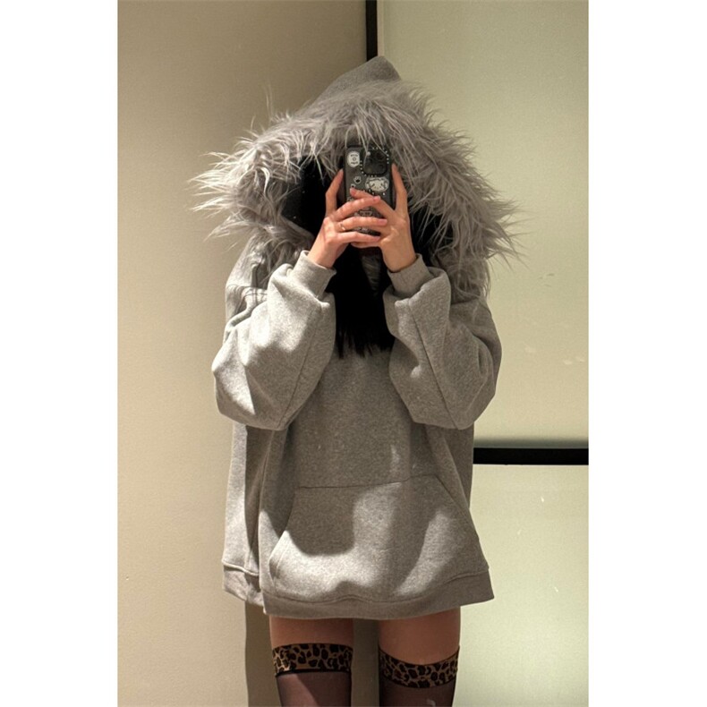 【有货】W161CC-特P73可拆卸毛领卫衣男女款加厚连帽外套,男装卫衣,星座1007（原301D）