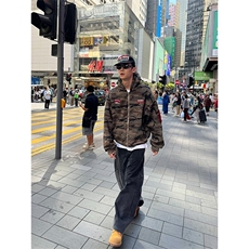 刺绣迷彩连帽开衫卫衣男女潮流痞帅宽松百搭帽衫情侣外套WY226，女装短外套，星座208-5