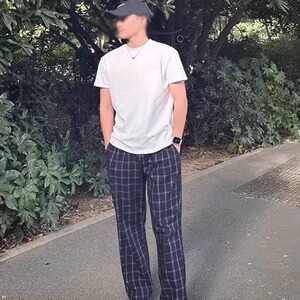 美式复古格子裤男款夏季vintage裤子宽松直筒裤图片