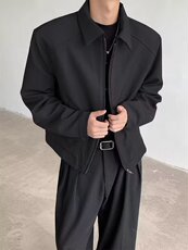 1014-1-AJ50垫肩西装夹克男潮小众设计高级感休闲短款外套，男装夹克，星座1014-1
