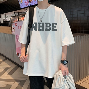 F006P32华夫格夏季新品港风高街美式短袖T恤宽松ins重磅纯棉体恤图片
