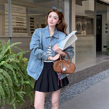 2026年春季休闲宽松时尚短款百搭牛仔外套，女装牛仔外套，文熹诺