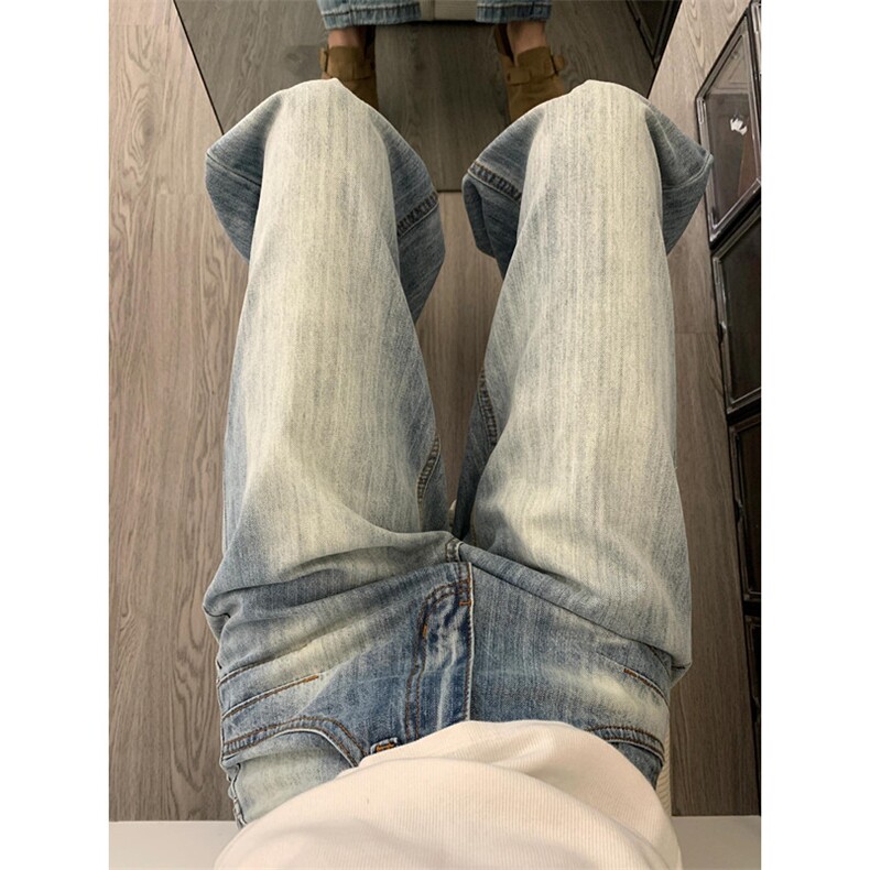 美式复古阔腿牛仔裤女秋季新款高腰宽松直筒显瘦拖地裤N8855,男装牛仔裤,星座1116A（原606A-3）