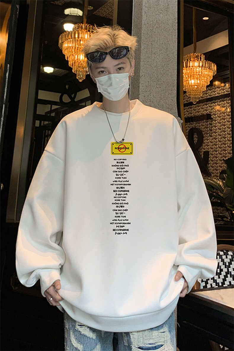 华夫格！华夫格上衣男圆领华夫格卫衣男大码长袖t恤男HY220-特P23,男装T恤,电商B367