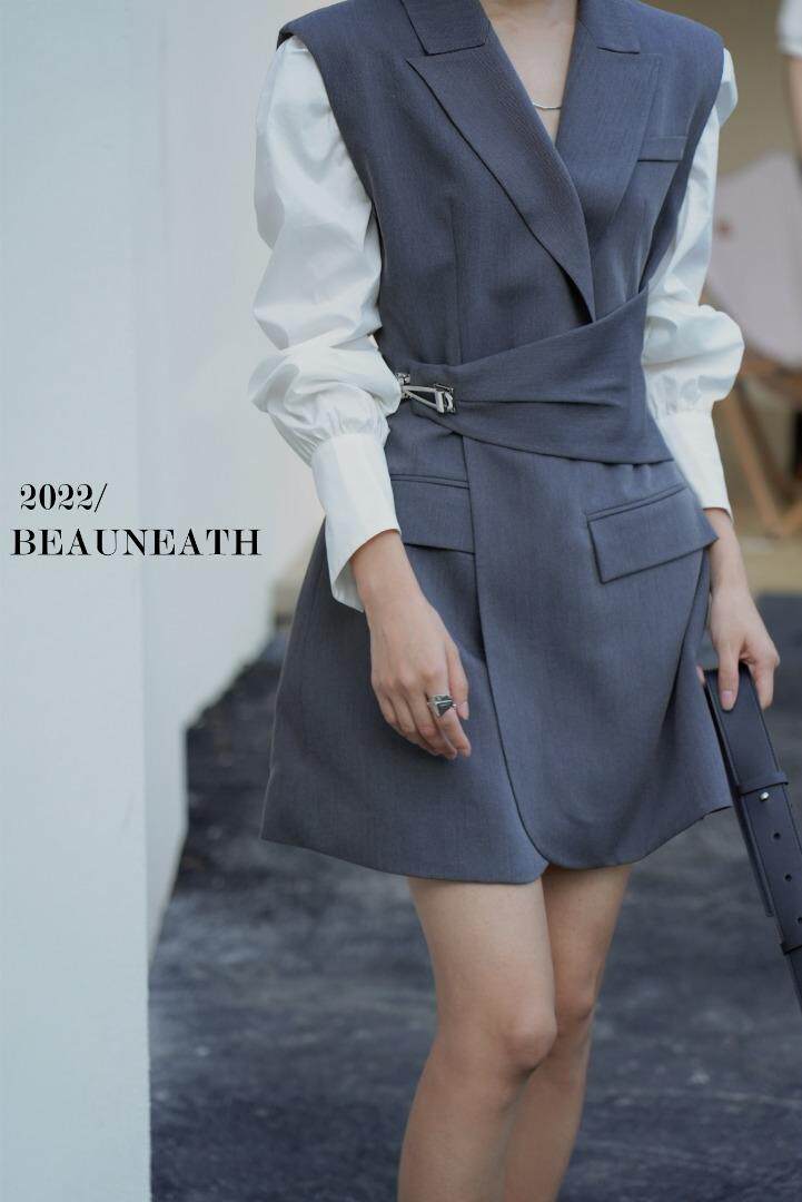 金属细节感马甲连衣裙，女装马甲，GN