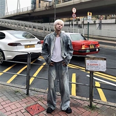 W9118-P83网图现货春季新款美式复古解构水洗做旧立领牛仔外套，男装工装外套，星座1608-2