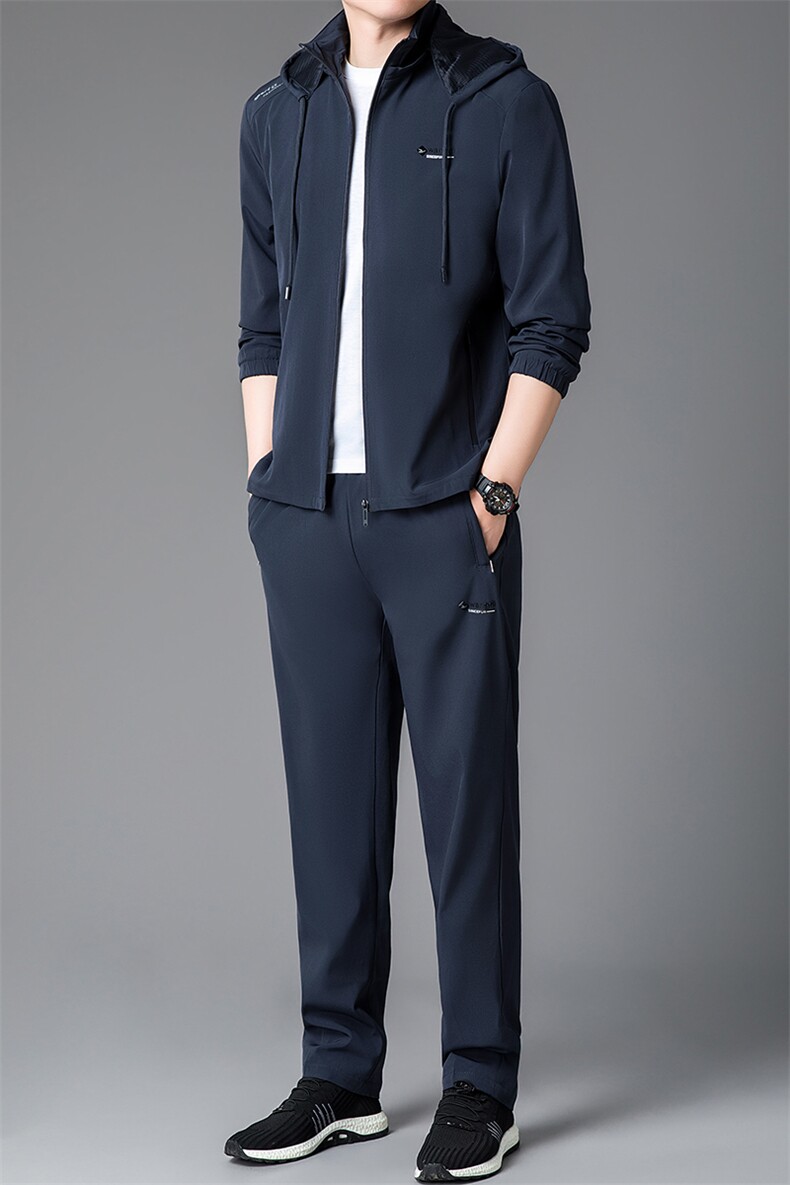 R-DM63924秋季男式长袖长裤两件套运动休闲开衫修身卫衣套装,男装卫衣,电商B360