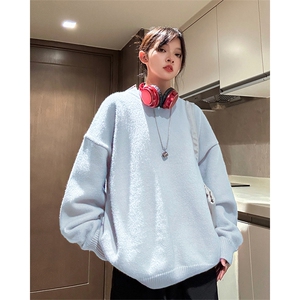 纯色针织毛衣2026新款秋冬季打底衫宽松慵懒风外套 A436-001-P60图片