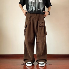 工装休闲裤男士口袋高街帅直通2024春季新款ins宽松长裤K5031-P56，男装休闲裤，星座412-2