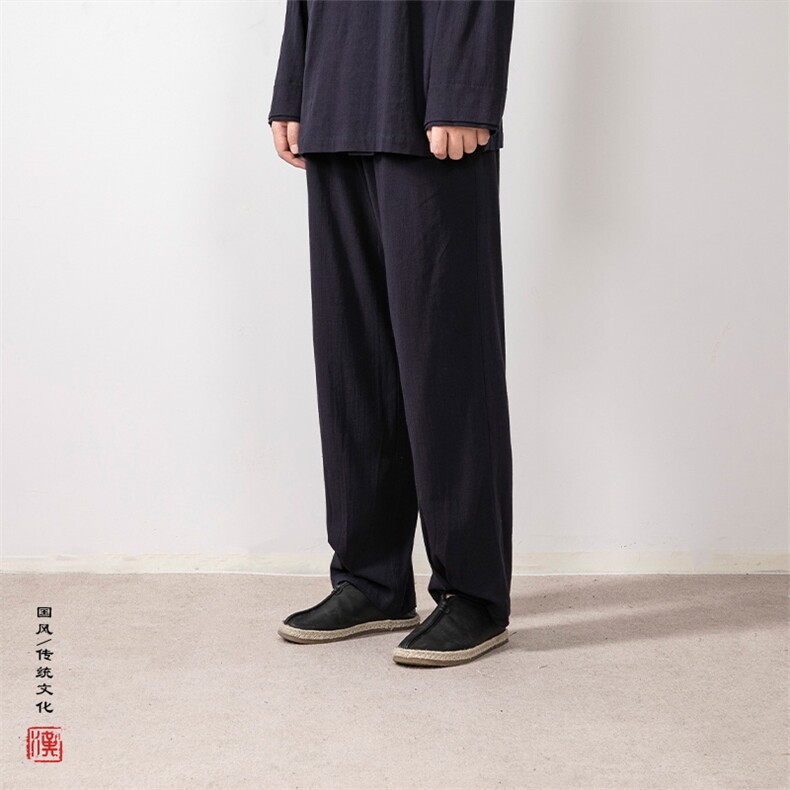 秋冬新款风男装棉麻男士休闲裤KZ01P70图片