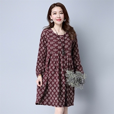 时尚气质圆领简约宽松潮流韩版印花百搭2021年春季连衣裙，女装连衣裙，小林双子