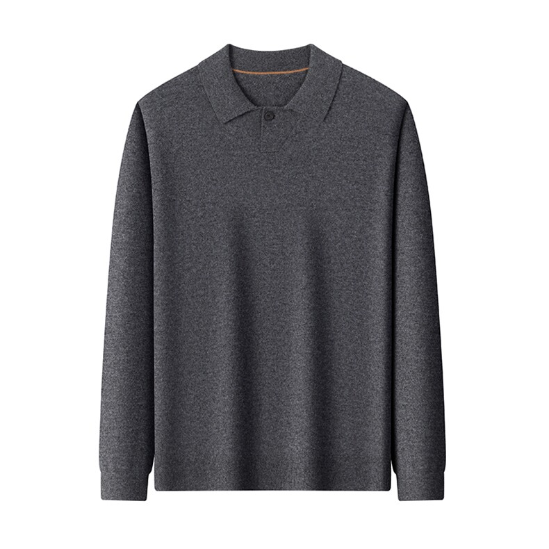 2025秋冬百搭时尚简约polo领长袖男士羊绒打底衫，男装羊绒套衫，美创羊绒