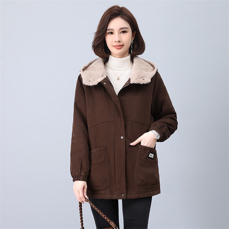 时尚保暖加绒派克服女冬季新款宽松显瘦外套,女装派克服,鑫鑫格