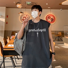 港风直播得物抖音品质男250克重磅纯棉无袖背心T恤T577P28控39，男装背心/马甲，电商C408(原B339-1)