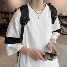 夏款男圆领短袖拼接拼色T恤纯棉T恤衫T230P33，男装T恤，星座1013-1