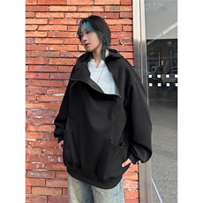 春季港风美式潮流拉链设计套头连帽卫衣潮XZ213-W2205-P70控88，男装卫衣，星座213