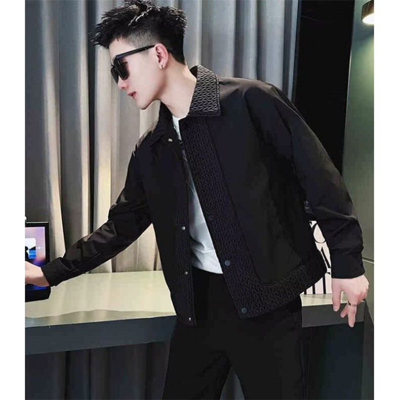 宽松型牛仔布青少年潮长袖拼接外套男春秋款翻领夹克J8064,男装工装外套,星座1116A（原606A-3）