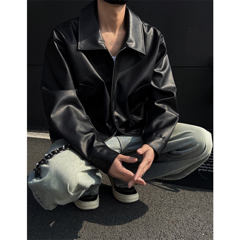 档口图美式复古潮流机车皮衣外套男高级感黑色皮夹克J2579-P75,男装夹克,星座1213