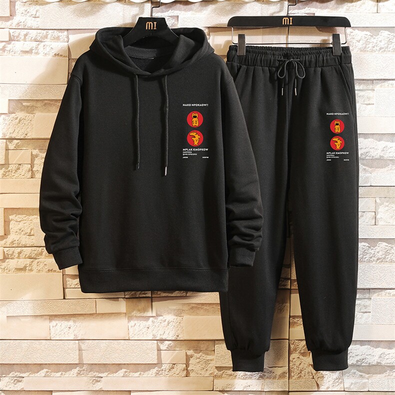 TL8093-P80连帽卫衣套装男运动套装两件套 砖墙挂拍图片