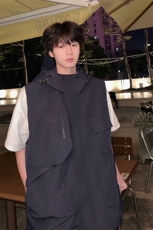 8XL-M四季工装外套街头机能口袋连帽防水无袖马甲坎肩JK1316P78，男装夹克，电商D206-1