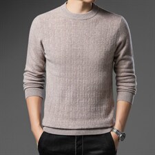 秋冬新款中年男纯羊毛针织衫圆领套头加厚打底衫ALXB8818-P175，男装针织衫/毛衣，电商B212（原钱塘6029）