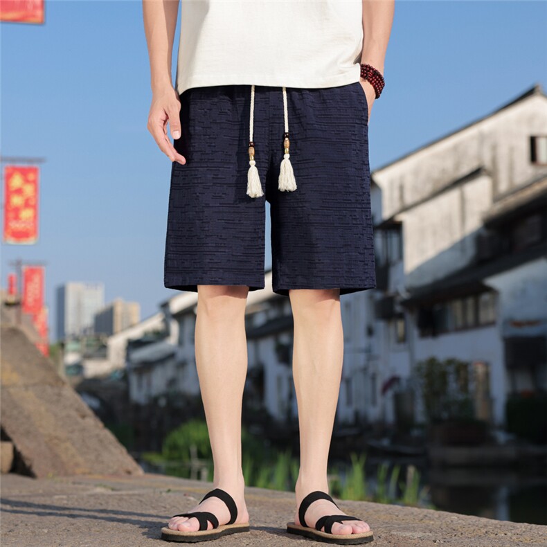 夏季棉麻男士风休闲裤短裤男装五分男装复古A266-1-KZ883-P40图片