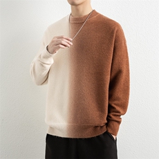 25656-特P58秋季时尚圆领毛衣外套男针织衫渐变色宽松打底衫，男装T恤，电商D310B