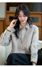 2025秋冬新款舒适百搭简约软糯时尚v领马甲舒适百搭，女装针织衫/毛衣，美雪羊绒