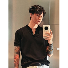 v领正肩短袖t恤男款夏季重磅肌肉亨利衫内搭半袖上衣TW140，男装T恤，星座1116A（原606A-3）