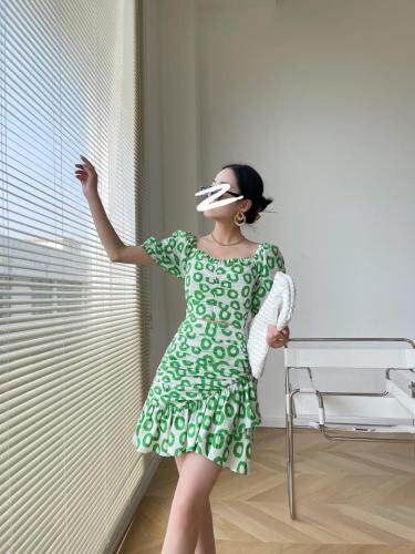 夏季新款印花褶皱两件套，女装，LION&CAT(2F)