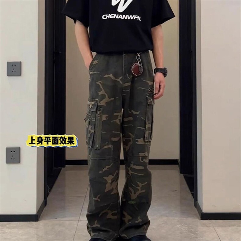 网图现货复古工装迷彩裤男款夏季直筒潮牌伐木裤R5903-P68,男装工装外套,星座1005-4