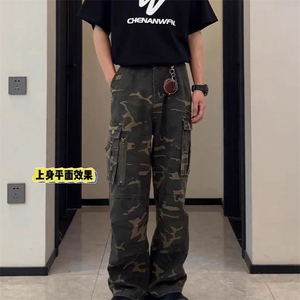 网图现货复古工装迷彩裤男款夏季直筒潮牌伐木裤R5903-P68图片