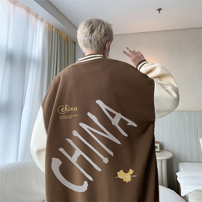 摇粒绒棒球服男大码开衫卫衣男夹克 BF86208-P65图片